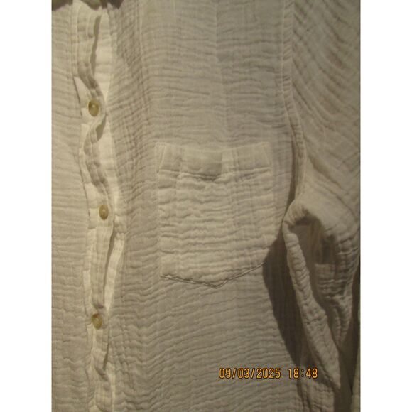 Sonoma goods for life size xl white button up blouse top white 100% cotton - Picture 2 of 7